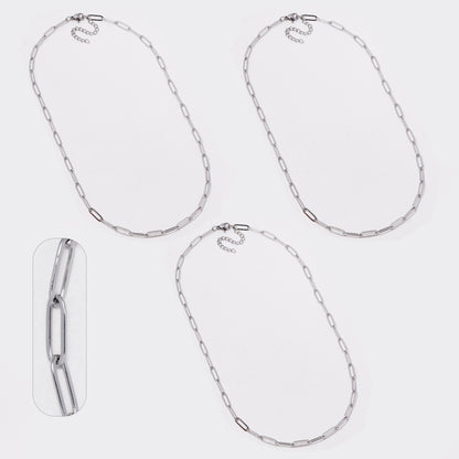 3 Pack Stainless steel 45+5cm paper clip link chain - SSYN5043