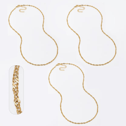3 Pack Stainless steel 2.5mm x 45+5cm Singapore fancy chain - SSYN5045