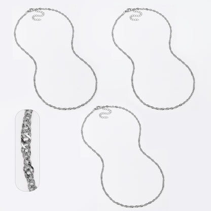 3 Pack Stainless steel 2.5mm x 45+5cm Singapore fancy chain - SSYN5045