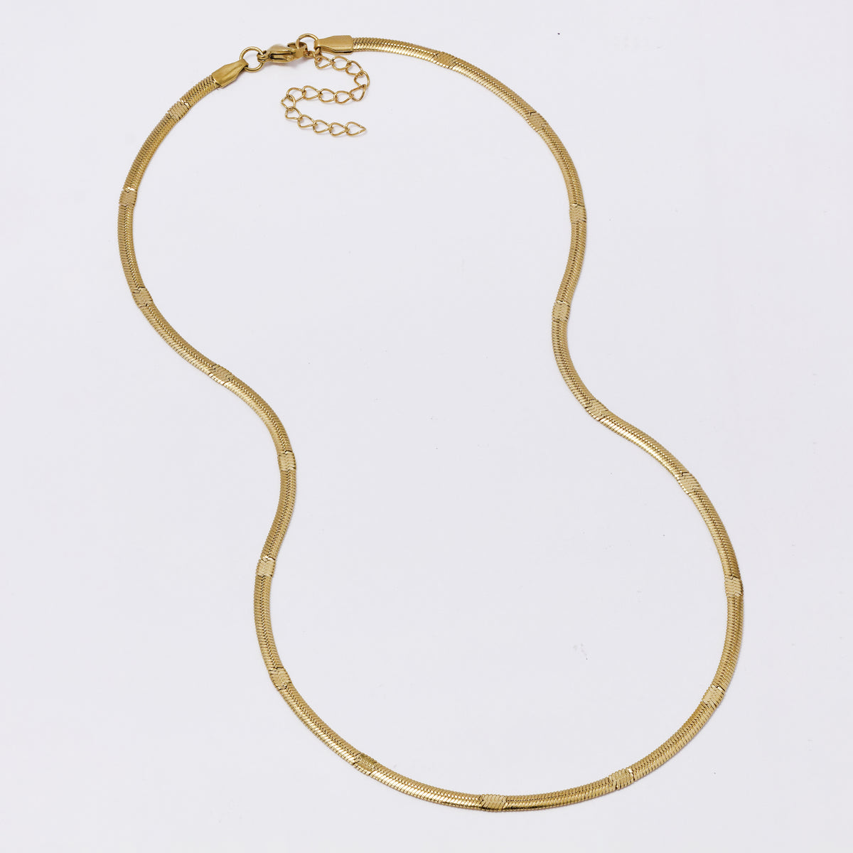 3 Pack Stainless steel  45cm + 5cm x 3mm stamped herringbone chain