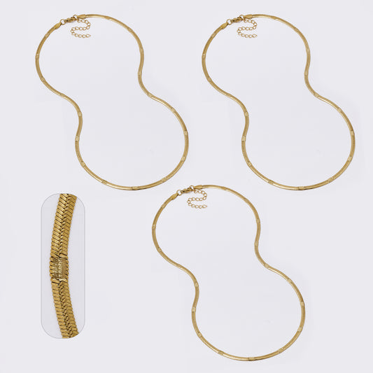 3 Pack Stainless steel  45cm + 5cm x 3mm stamped herringbone chain