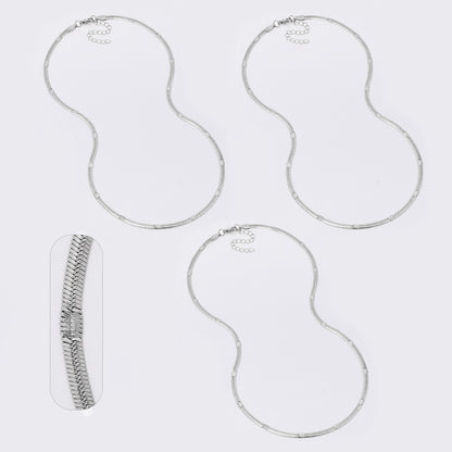 3 Pack Stainless steel  45cm + 5cm x 3mm stamped herringbone chain