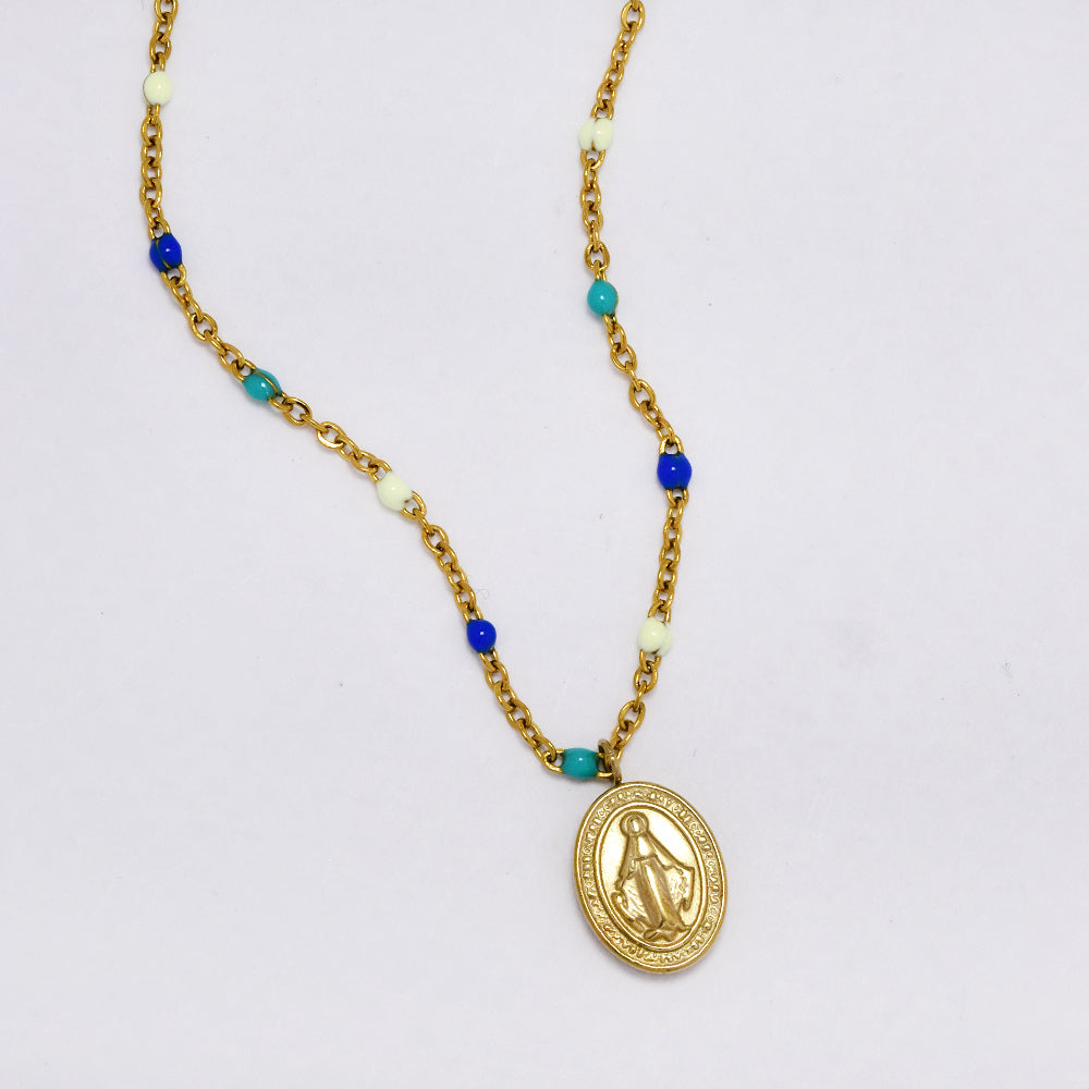 Stainless steel 40+5.5cm colour enamel beads chain - SSYN5174