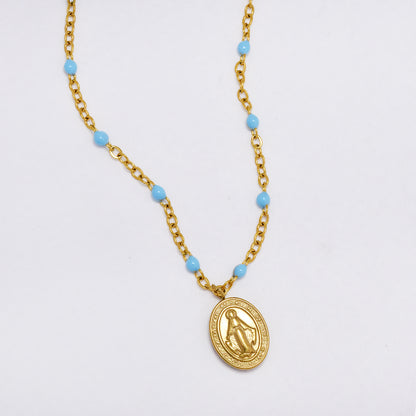 Stainless steel 40+5.5cm colour enamel beads chain - SSYN5174