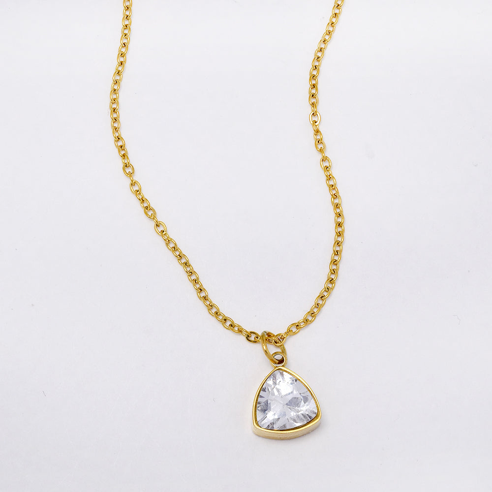 Stainless steel triangle cubic zirconia necklace - SSYN5185