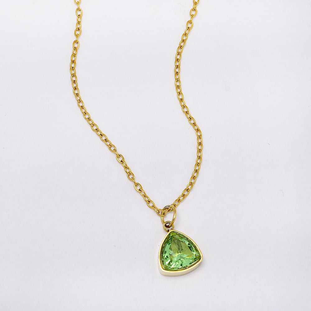 Stainless steel triangle cubic zirconia necklace - SSYN5185