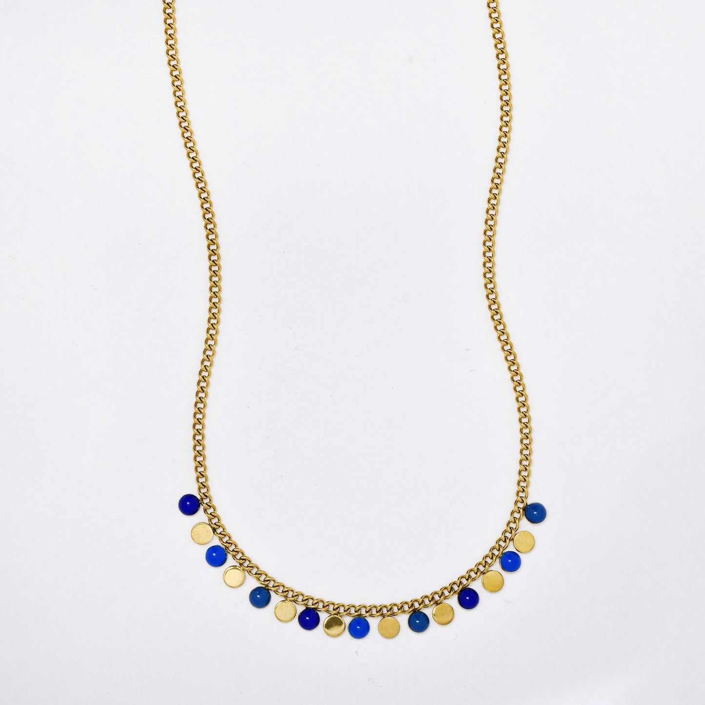 Stainless steel 40cm + 5cm enamel disk necklace - SSYN5321