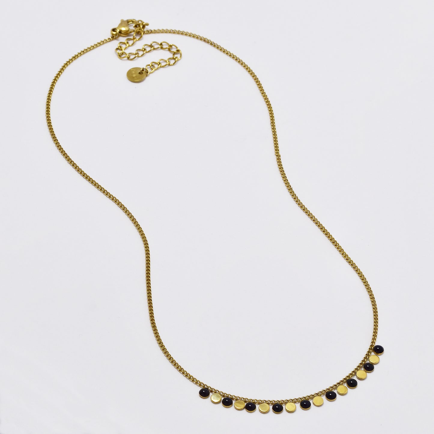 Stainless steel 40cm + 5cm enamel disk necklace - SSYN5321