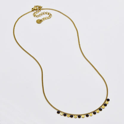 Stainless steel 40cm + 5cm enamel disk necklace - SSYN5321