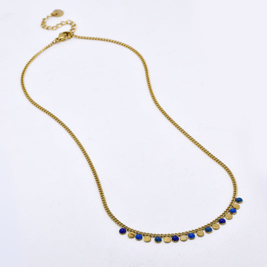 Stainless steel 40cm + 5cm enamel disk necklace - SSYN5321