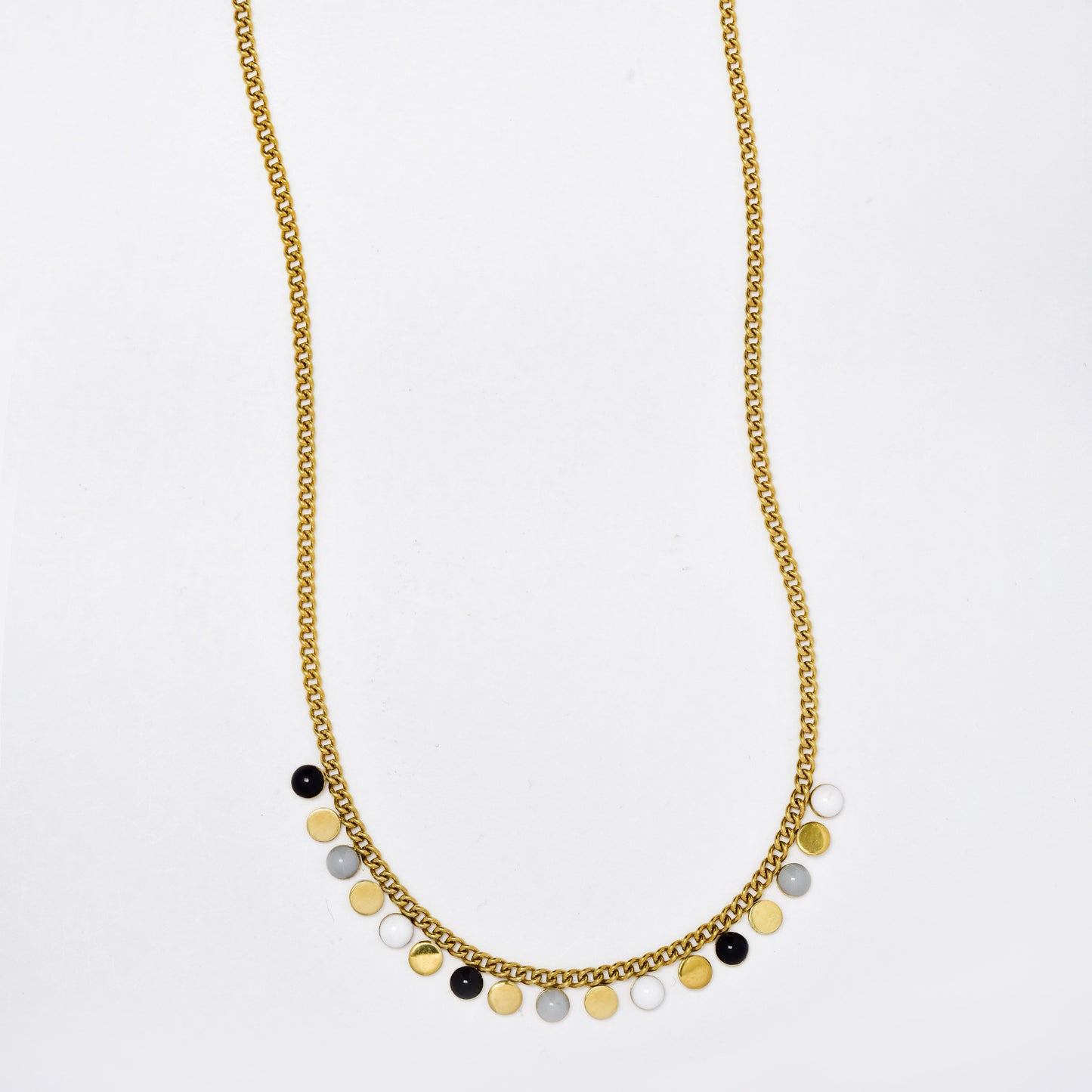 Stainless steel 40cm + 5cm enamel disk necklace - SSYN5321