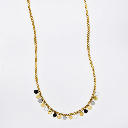 Stainless steel 40cm + 5cm enamel disk necklace - SSYN5321