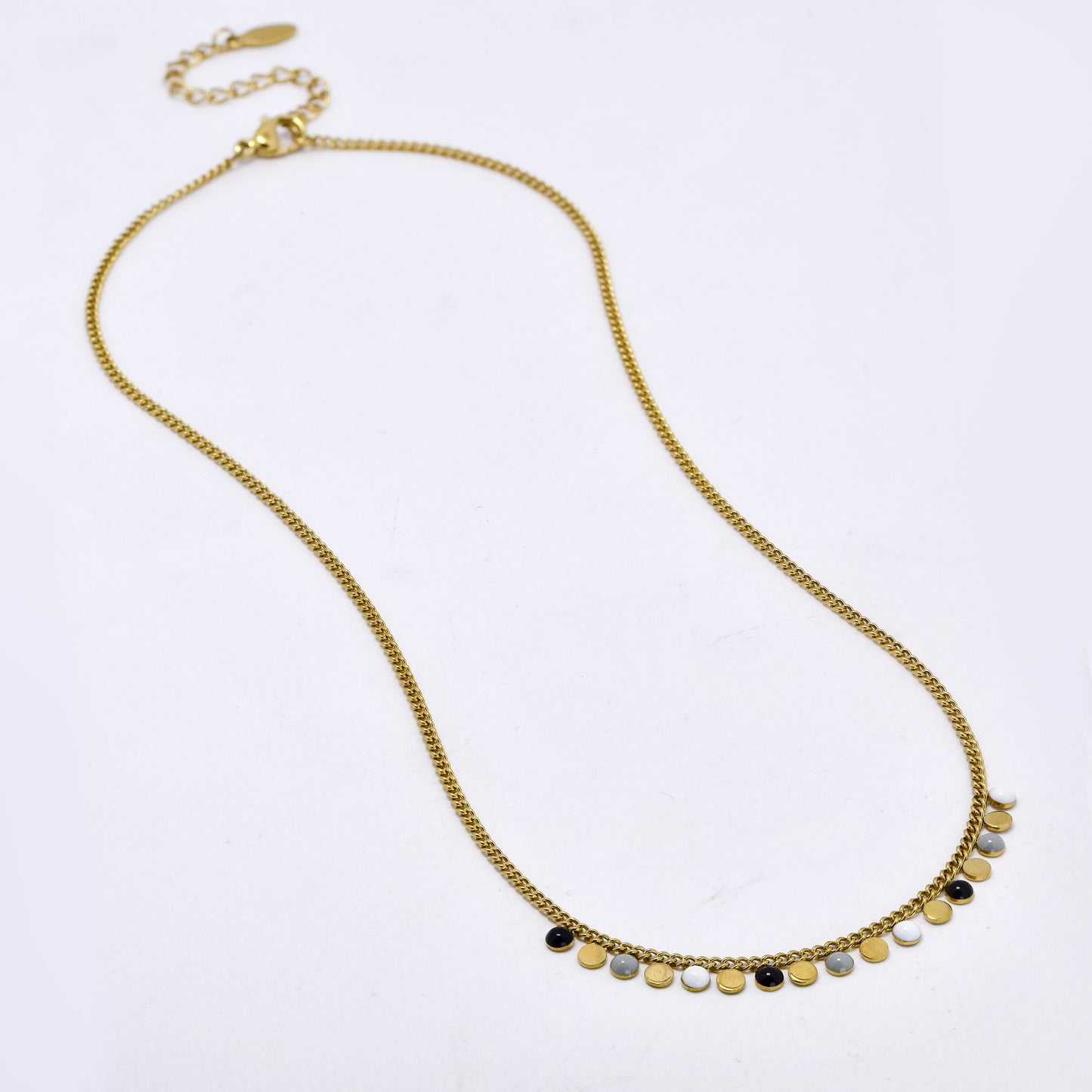Stainless steel 40cm + 5cm enamel disk necklace - SSYN5321