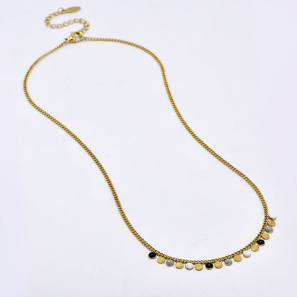 Stainless steel 40cm + 5cm enamel disk necklace - SSYN5321