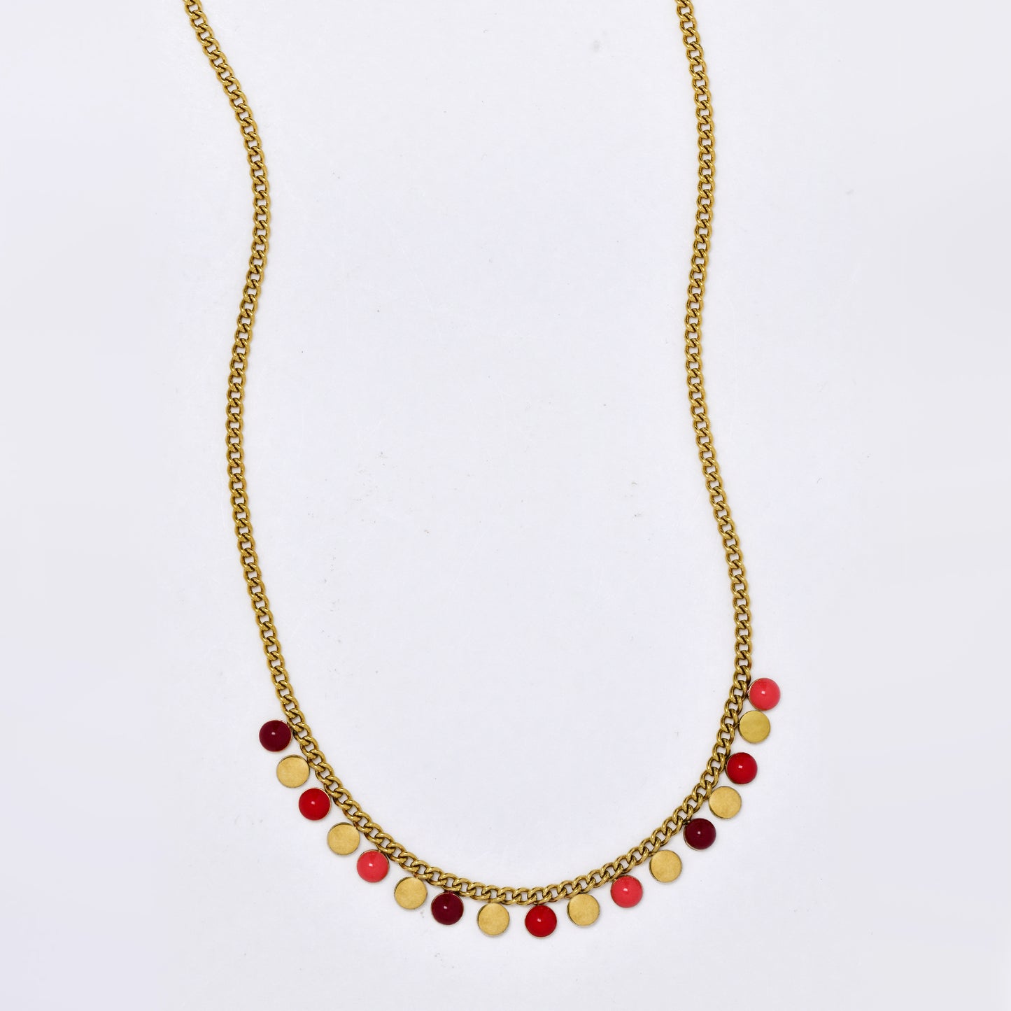 Stainless steel 40cm + 5cm enamel disk necklace - SSYN5321