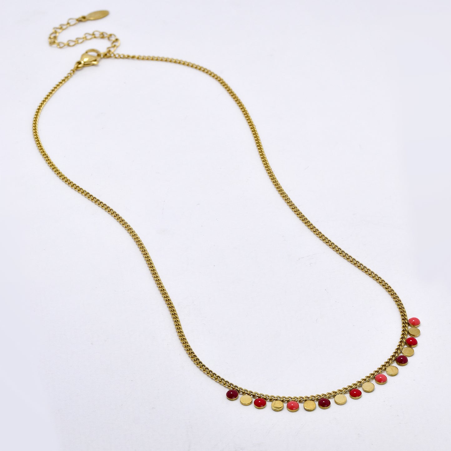 Stainless steel 40cm + 5cm enamel disk necklace - SSYN5321