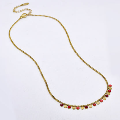 Stainless steel 40cm + 5cm enamel disk necklace - SSYN5321