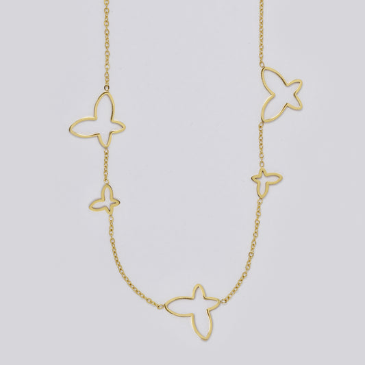Stainless steel gold cutout butterfly necklace - SSYN5471