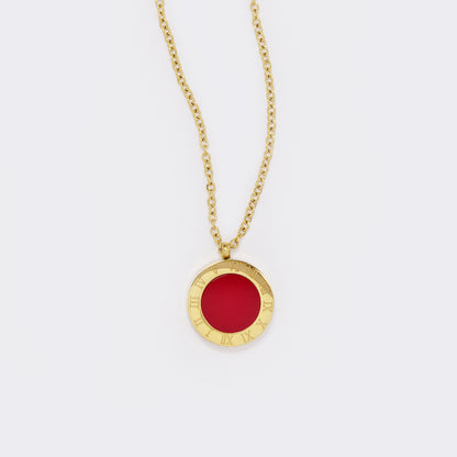 Steel gold round pendant with Roman numerals - SSYN5553