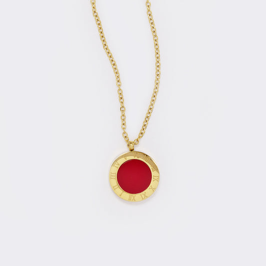 Steel gold round pendant with Roman numerals - SSYN5553