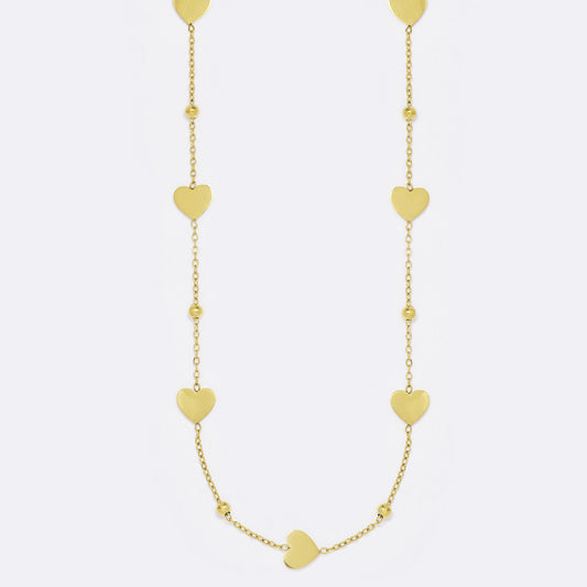 Heart disk charm and gold ball necklace - SSYN5563