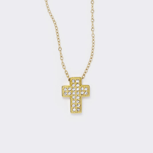 Stainless steel cz cross necklace - SSYN5571