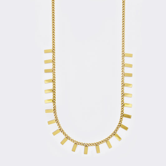 Stainless steel bar disk charm necklace - SSYN5576