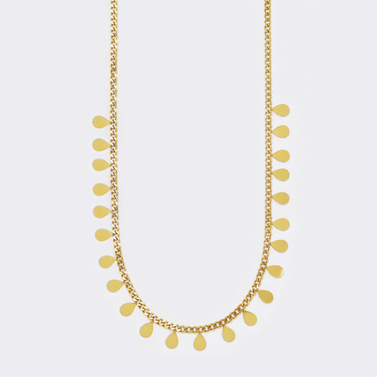 Stainless steel teardrop disk charm necklace - SSYN5577