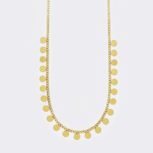 Stainless steel round disk charm necklace - SSYN5578