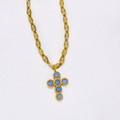 Colour stone cross necklace - SSYN5601