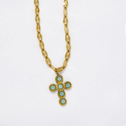 Colour stone cross necklace - SSYN5601