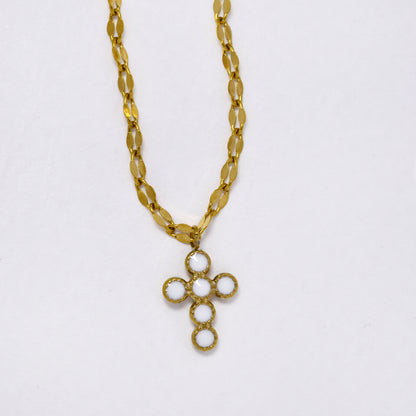 Colour stone cross necklace - SSYN5601