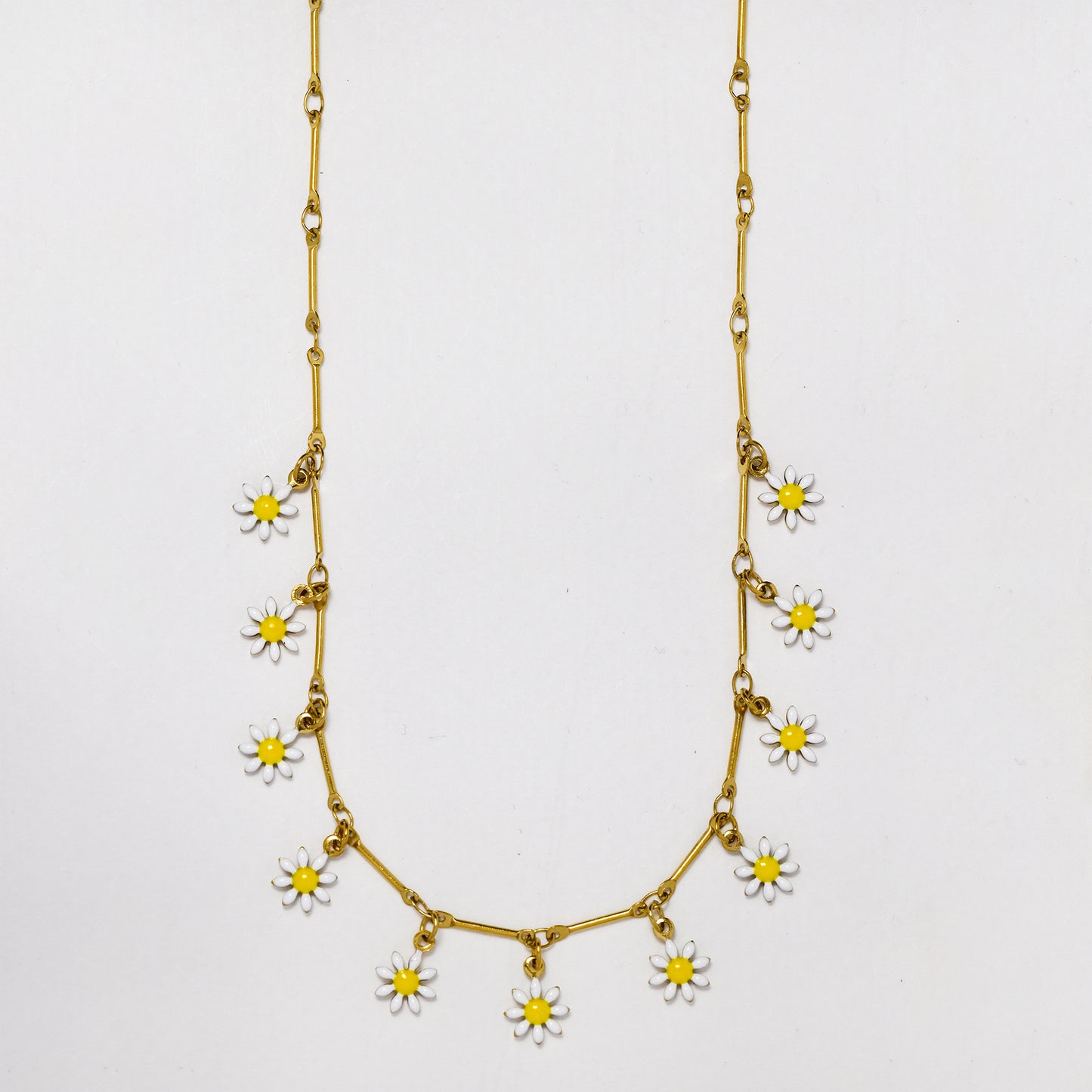 Daisy charm  bar link necklace - SSYN5602