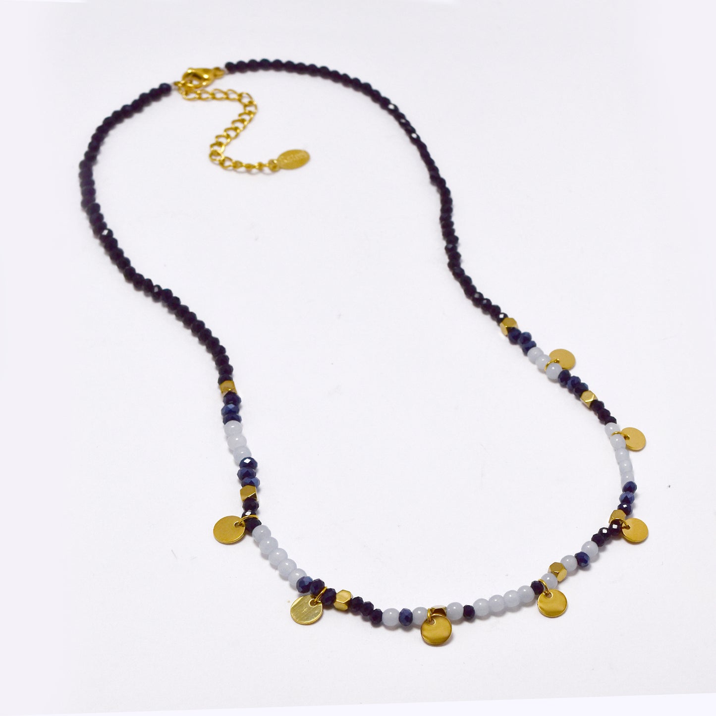 Faceted bead and round disk necklace - SSYN5603