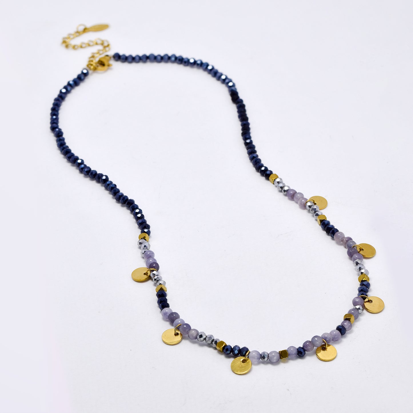 Faceted bead and round disk necklace - SSYN5603