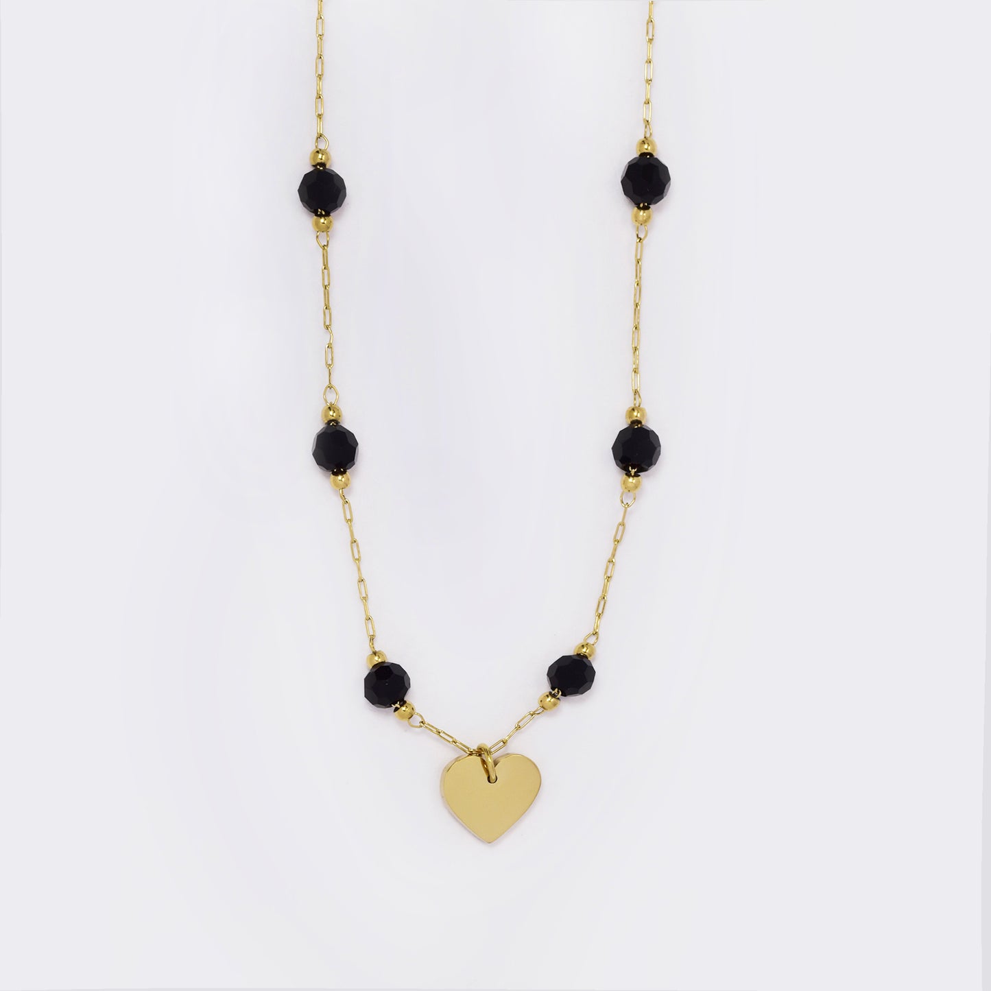 Stainless steel beaded chain with heart - SSYN5606