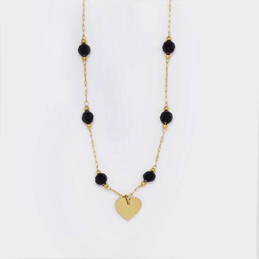 Stainless steel beaded chain with heart - SSYN5606