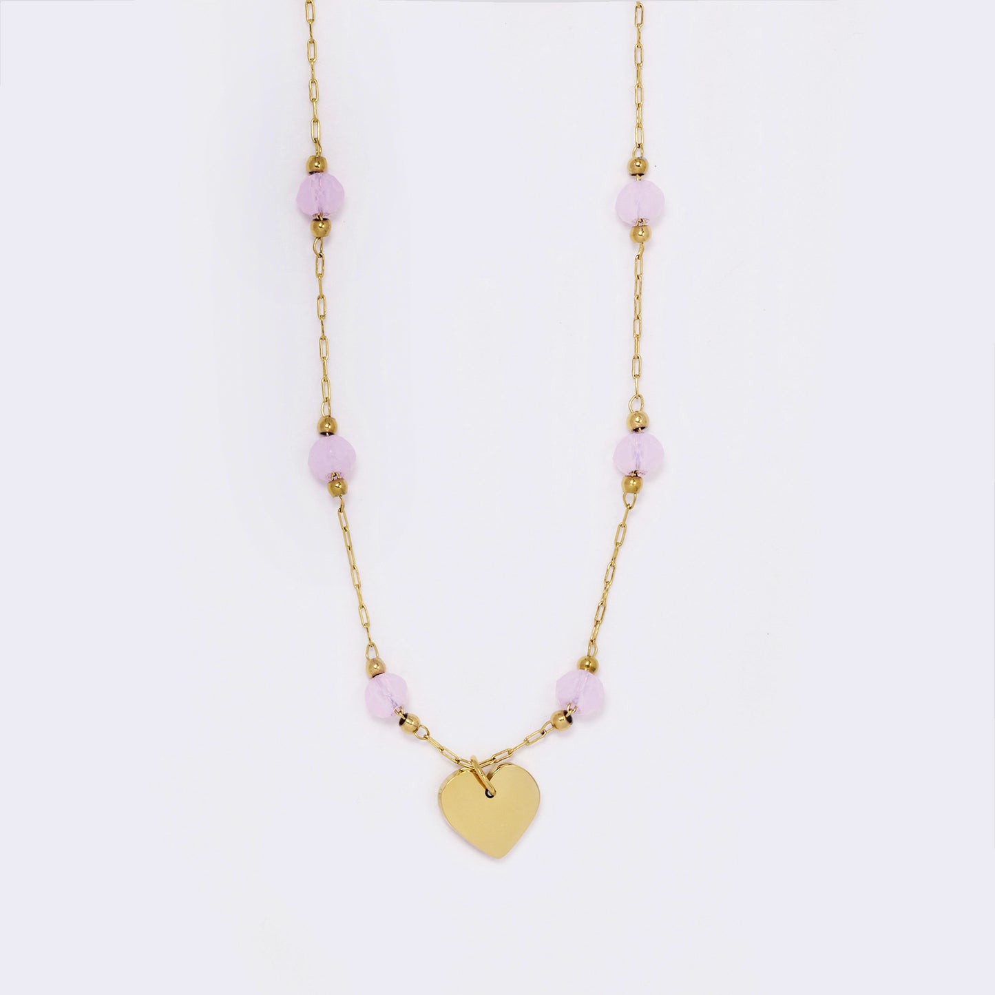 Stainless steel beaded chain with heart - SSYN5606