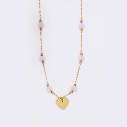 Stainless steel beaded chain with heart - SSYN5606
