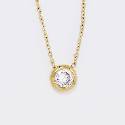 Stainless steel anchor chain with round crystal pendant - SSYN5609