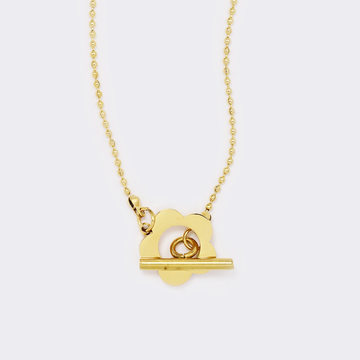 Cutout steel flower toggle necklace - SSYN5622