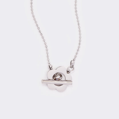 Cutout steel flower toggle necklace - SSYN5622