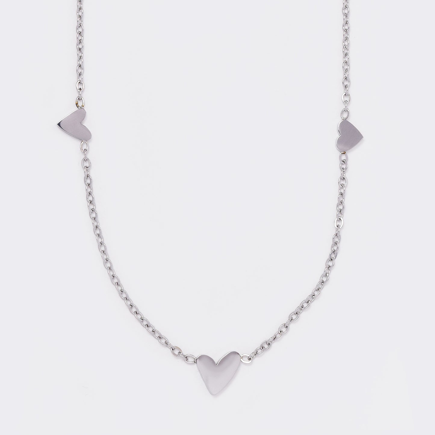 Steel heart disk charm necklace - SSYN5623