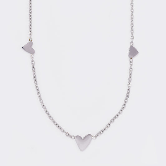 Steel heart disk charm necklace - SSYN5623