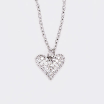 Pave steel heart pendant necklace - SSYN5624