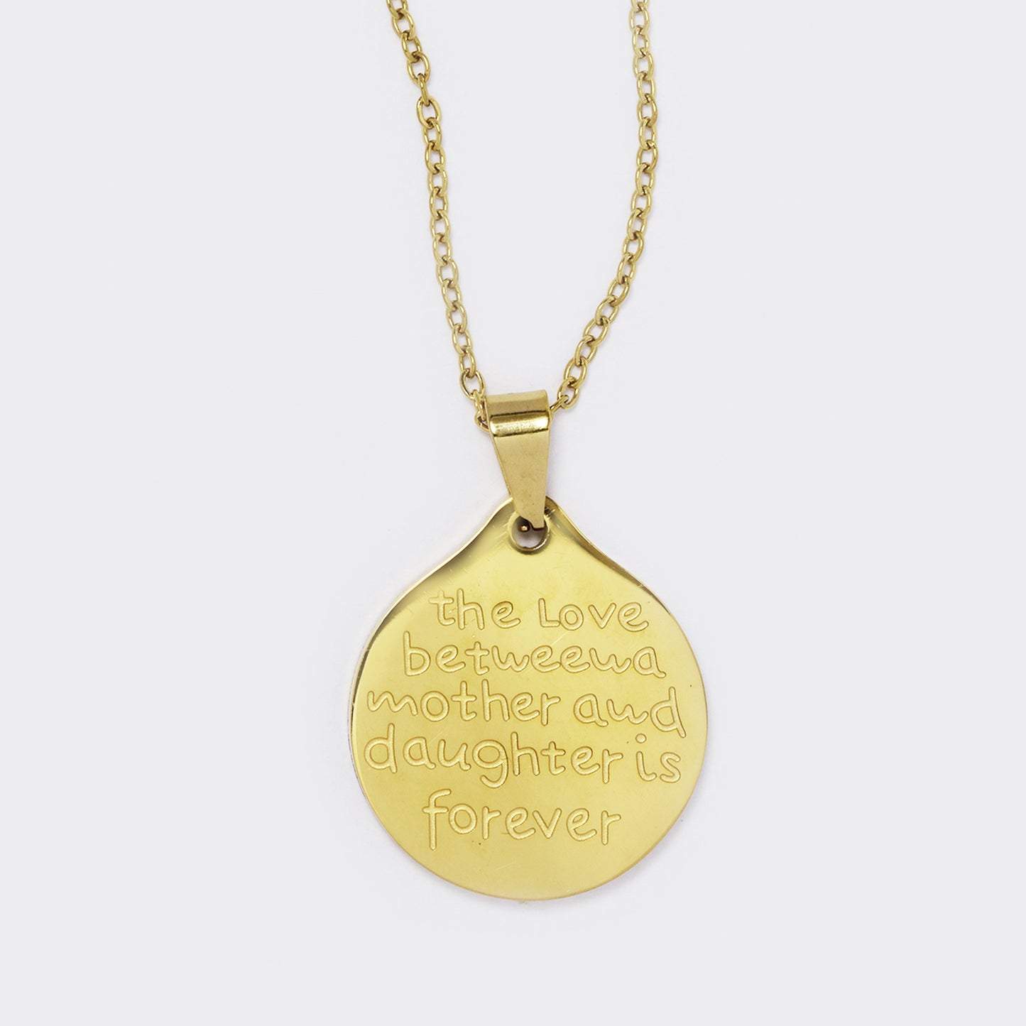 Stainless steel mother and daughter love inscription necklace - SSYN5634