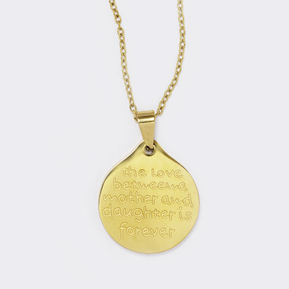 Stainless steel mother and daughter love inscription necklace - SSYN5634
