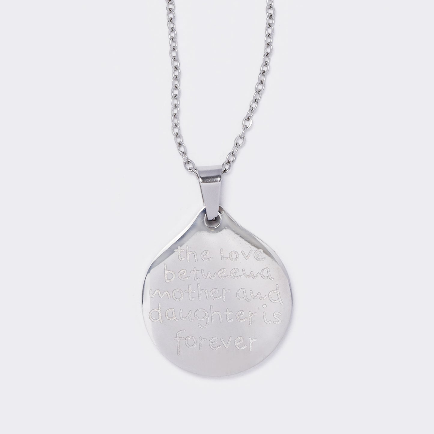 Stainless steel mother and daughter love inscription necklace - SSYN5634