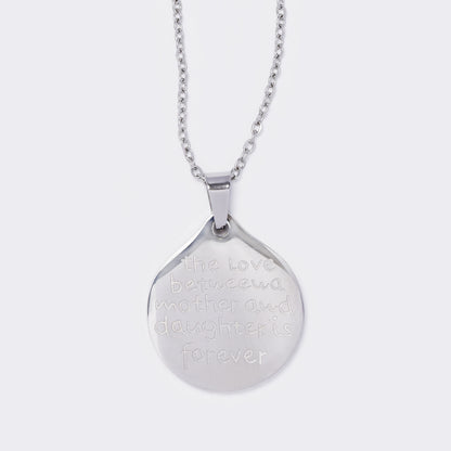 Stainless steel mother and daughter love inscription necklace - SSYN5634