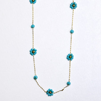 Steel flower bead necklace - SSYN5834
